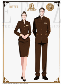 棕底淺金：五星級酒店大堂引導員的親和形象裝設計