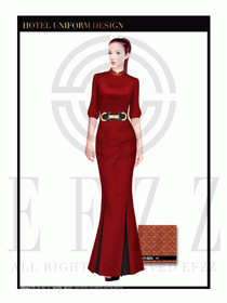 酒店中餐廳迎賓制服設計圖691