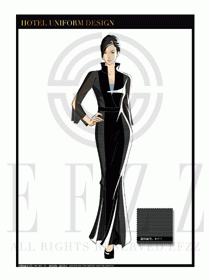 酒店中餐廳迎賓制服設計圖745