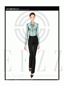 女時尚職業裝長袖襯衫設計圖172