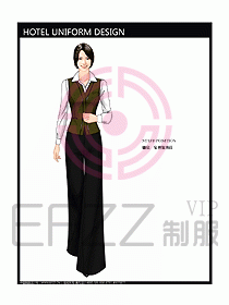 酒店中餐服務員制服設計效果圖1186