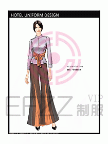 酒店中餐服務員制服設計效果圖1195